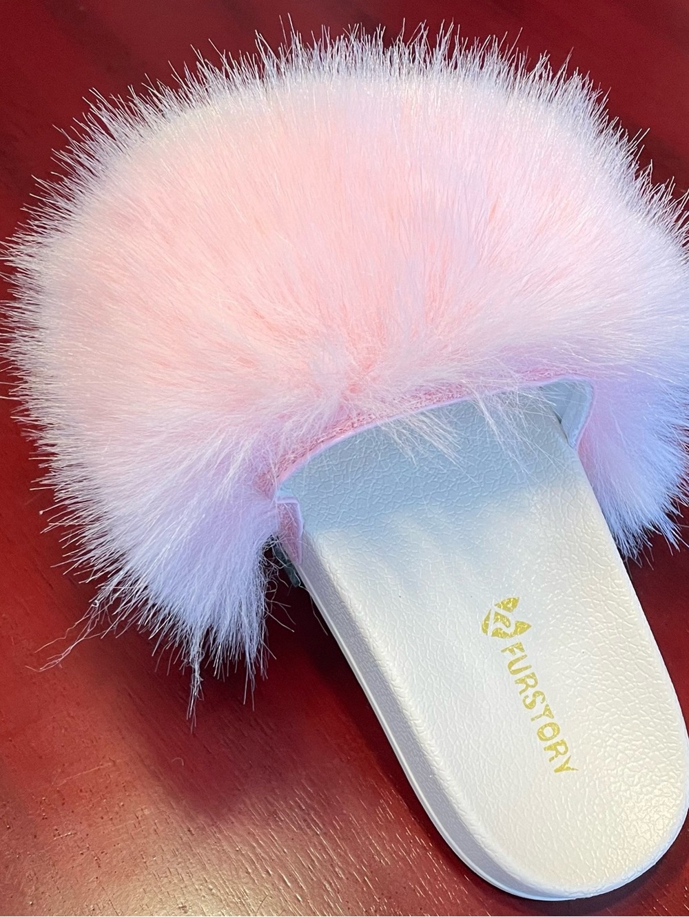 Fur Story FS20S06 Pink Sole Fur Slide Sandals